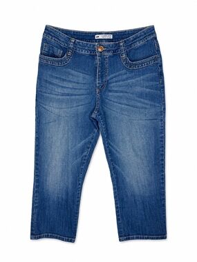 Lee Slender Secret Women’s Size 12 Medium Wash Embroidered Crop Capri Jeans